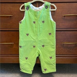 Boys JonJon longall Green Embroidered Reindeer and Christmas lights Romper 9-12m